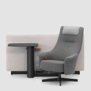 Beistelltisch Tischmodul mit Trennwand Sessel grau Loungesessel Bene PORTS Lounge Task Lounge