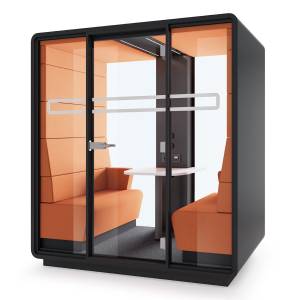 Abgeschirmte Raumelemente Abgeschirmte Arbeitsplätze Büro Akustik Raum-in-Raum orange SmartPhone Box  WORK BOX XL