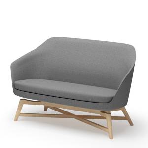 Loungesofa grau Sofa Lounge Sitzmöbel Holz Zweisitzer-Bank Rosconi Objektmöbel - LOUNGE 650
