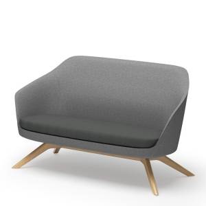 Loungesofa grau Sofa Lounge Sitzmöbel Holz Zweisitzer-Bank Rosconi Objektmöbel - LOUNGE 650