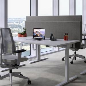 Schreibtisch Sichtschutz grau Schreibtischaufsatz akustik Bene T-Panel Acoustic