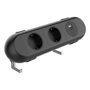 Elektro-Steckdosen IT/EDV-Dosen schwarz Stormverbindung Datenverbindung Dataflex 25.103 Power Polar 2x Schuko USB AC 25W - 103