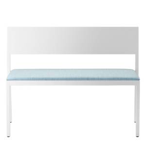 Holz weiß blau Stoff gepolstert Bank Bonnie Rosconi