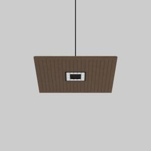 Deckenabsorber mit Beleuchtung Akustikelement akustik Pendelleuchte braun XAL NEVA panel acoustic