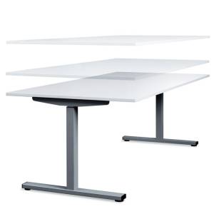 Schreibtisch höhenverstellbar Schreibtische ergonomische Büromöbel weiß  Echo, Tischsystem Cubos mit Sitz-/Stehtisch