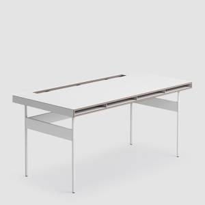 Schreibtisch Home Office Tisch weiss Bürotisch Stahl Bene Studio Fact Home