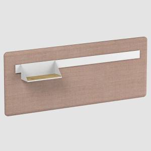 Schreibtisch Sichtschutz braun Schreibtischaufsatz akustik Bene T-Panel Curve