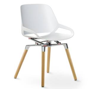 Designer Besucherstuhl Holzgestell weiß Vierfuß Numo Aeris