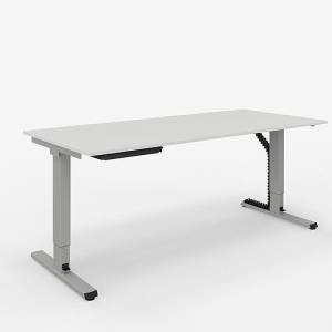 Höhenverstellbarer Schreibtisch OPTIMO R2 von ZEMP mit modernem, minimalistischem Design und Kabelmanagement-Lösung