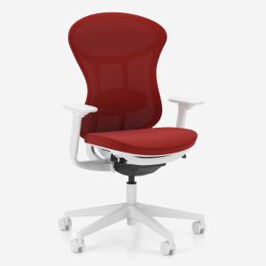 Ergonomischer Bürostuhl Prox von Nowy Styl in Rot mit weißem Gestell und Netzrückenlehne