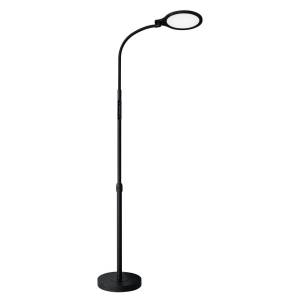 Atria LED-Stehleuchte von Hansa in Schwarz mit flexiblem Schwanenhals und rundem Leuchtenkopf – moderne, dimmbare LED-Leuchte für Büro und Zuhause