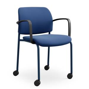 Profim Bit Stuhl in Blau mit Armlehnen und Rollen – moderner, stapelbarer Besucher- und Konferenzstuhl für flexible Arbeitsumgebungen