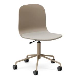 Neo Lite Stuhl mit Kunststoffsitzschale in Beige auf höhenverstellbarem 5-Stern-Fußkreuz mit Rollen