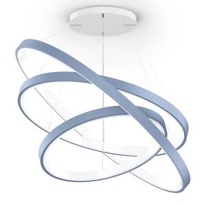 XAL INO TRIPLE Circle Pendelleuchte in blau, dreifacher ringförmiger Leuchtenkörper aus Aluminium mit seilabhängiger Höhenverstellung und homogener LED-Lichtabstrahlung