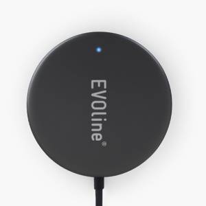 induktives Ladegerät EVOline DisQ mit magnetischer Fixierung für kabelloses Laden von Smartphones