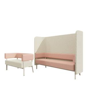 Loungesessel und Hochlehnen-Sofa Febrü Aura als gepolsterte Sitzmöbel für abgeschirmte Gesprächsbereiche