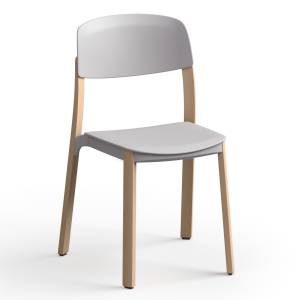 Stapelbarer Stuhl Brunner nate mit Sitz und Rücken aus Formholz