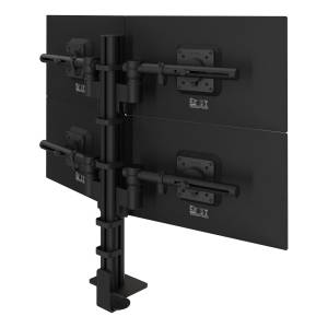 Vierfach Monitorhalter Dataflex Viewgo modular Schreibtisch 243 mit schwarzen Monitoraufnahmen für vier Bildschirme