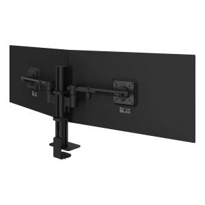 Doppelmonitorhalter Dataflex Viewgo modular Schreibtisch 223 mit schwarzen Monitoraufnahmen für zwei Bildschirme