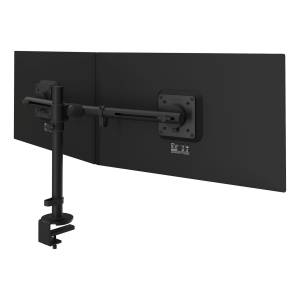 Doppelmonitorhalter Dataflex Viewgo Schreibtisch 143 mit schwarzen Monitoraufnahmen für zwei Bildschirme