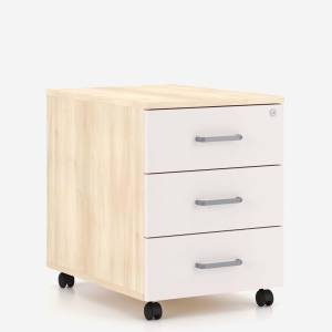 Rollcontainer Nowy Styl Tento 2.0 mit drei Schubladen und Rollen für mobilen Stauraum am Arbeitsplatz