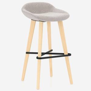 Barhocker Kusch+Co Lupino mit gepolsterter Sitzschale und Holzgestell mit Fußstütze