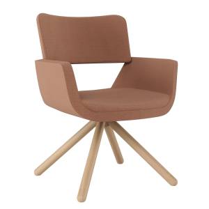 Loungesessel Connection Korus mit Holz-Drehgestell und offener Rückenpartie
