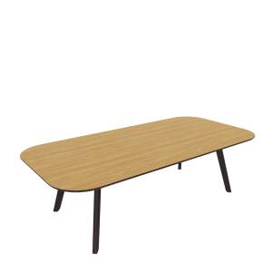 Besprechungstisch Connection Co.Table mit Massivholzgestell und abgerundeter Tischplatte