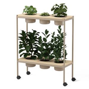 Pflanzregal Skandiform Plantéa – zweistufiges mobiles Modul mit integrierten Pflanzgefäßen und Rollen