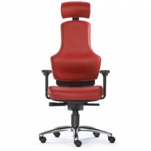 Chefsessel,Kopfstützte Leder rot, Bürostuhl | Bürodrehstuhl Leder rot, Sitwell Steifensand ORTHOLETIC BALANCE