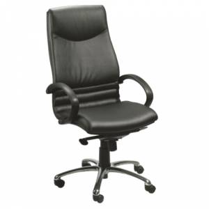 Chefsessel Leder schwarz Kopfstütze, Nackenstütze Bürodrehstuhl Armlehne, BWW, 3911
