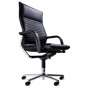 Chefstuhl schwarz Leder Bürodrehstuhl, Wilkhahn, FS-Linie Bürodrehstuhl