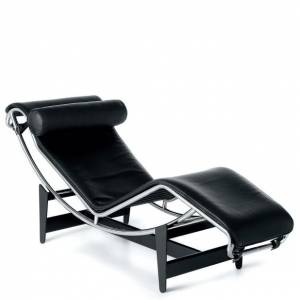 Chaise-longue schwarz Leder Kopfstütze Liegen, Cassina, LC4