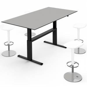 Schwarzer Schreibtisch höhenverstellbar Büromöbel ergonomische Schreibtische schwarz, Lista Office LO, Sitz-/Steh-Besprechungstisch LO Extend
