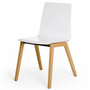 Besucherstühle Holz Konferenzstühle weiss Cafeteria/ Mensa Stühle, König + Neurath, MOVE.MIX Besucherstuhl