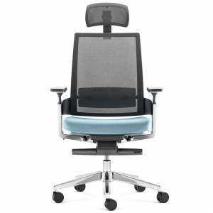 Ergonomischer Bürostuhl mit Kopfstütze Bürodrehstuhl türkis Drehstühle schwarz, fm Büromöbel, Leon X 3.6