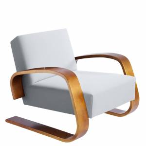 Clubsessel grau Loungesessel Stoff gepolstert Loungemöbel Artek, Armchair 400 “Tank“