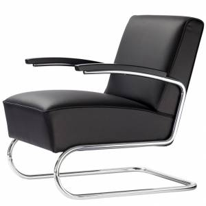 Sessel Lounge Loungesessel Freishcinger gepolstert schwarz Thonet S 411