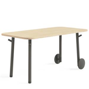 Steelcase Flex Tisch – mobiler Arbeitstisch mit Rollen und abgerundeter Tischplatte