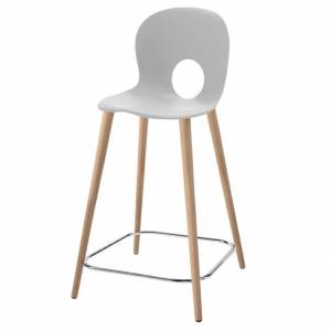 Barstuhl weiß Barhocker Holz Kunstoff Rexite Olivia Wood