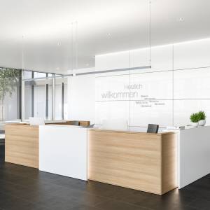 Empfangstheke Holz modern Büro Tresen Theke, Assmann Büromöbel Empfangssysteme