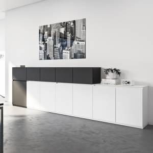 Niedriger Büroschrank Büro Kommode Regalschrank mit Türen Sideboard Assmann Büromöbel, Intavis Stauraumsystem