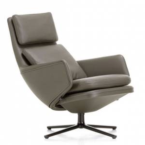 luxuriöser Ruhesessel Loungesessel exklusiv Sessel Lounge Leder grau Vitra Grand Relax