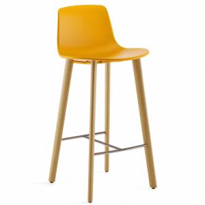 Barhocker gelb Kunststoff Hocker mit Holzbeine  Coalesse Altzo943