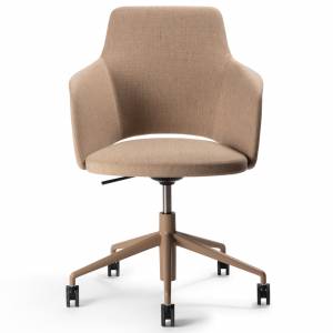 Konferenzstuhl beige Konferenzstuhl drehbar Drehstuhl mit Rollen Stahl Materia Pilot