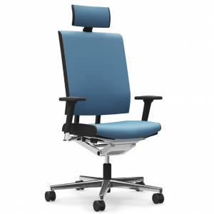 Bürostuhl blau mit Armlehnen Bürodrehstuhl mit Kopfstütze, viasit, scope Polster
