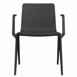 Besucherstuhl Kunststoff Besucherstühle schwarz Konferenzstühle mit Armlehnen Cafeteria Stühle, Brunner, A-Chair 9709/A