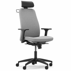 Drehstuhl mit Kopfstütze Bürostuhl Design Bürostühle mit Armlehnen Designer Bürostuhl grau  Bürodrehstuhl Drabert Claro