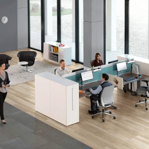 Elektrisch höhenverstellbarer Schreibtisch kleine Schreibtische ergonomisch Steelcase, Ology
Doppelarbeitsplatz
höhenverstellbar