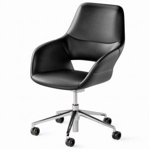 Drehsessel schwarz Drehstuhl Büro Konferenzstuhl Leder Konferenzstühle mit Rollen Wilkhahn Occo Conference